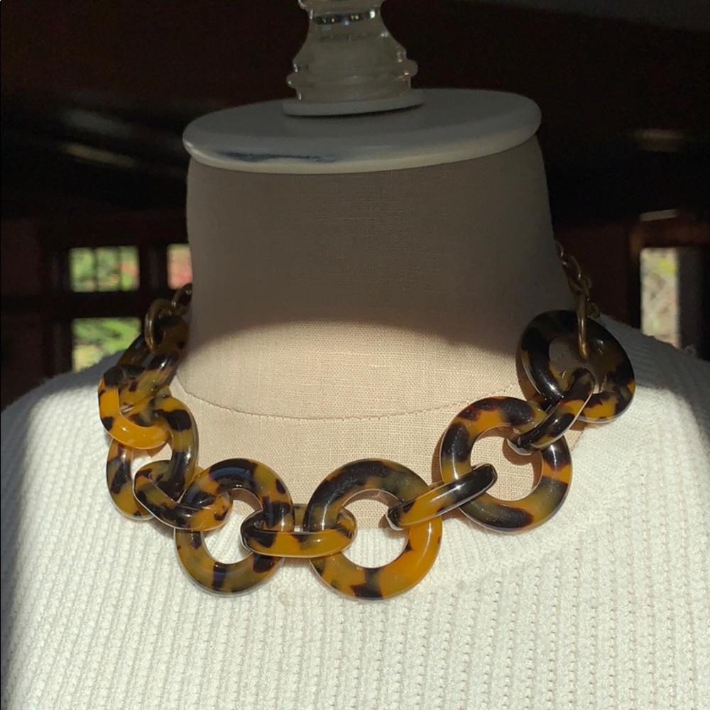 J. Crew Tortoise Shell Enamel Loop Necklace - image 2